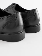 Black Standard Fit Leather Derby Brogues - Image 4 of 7