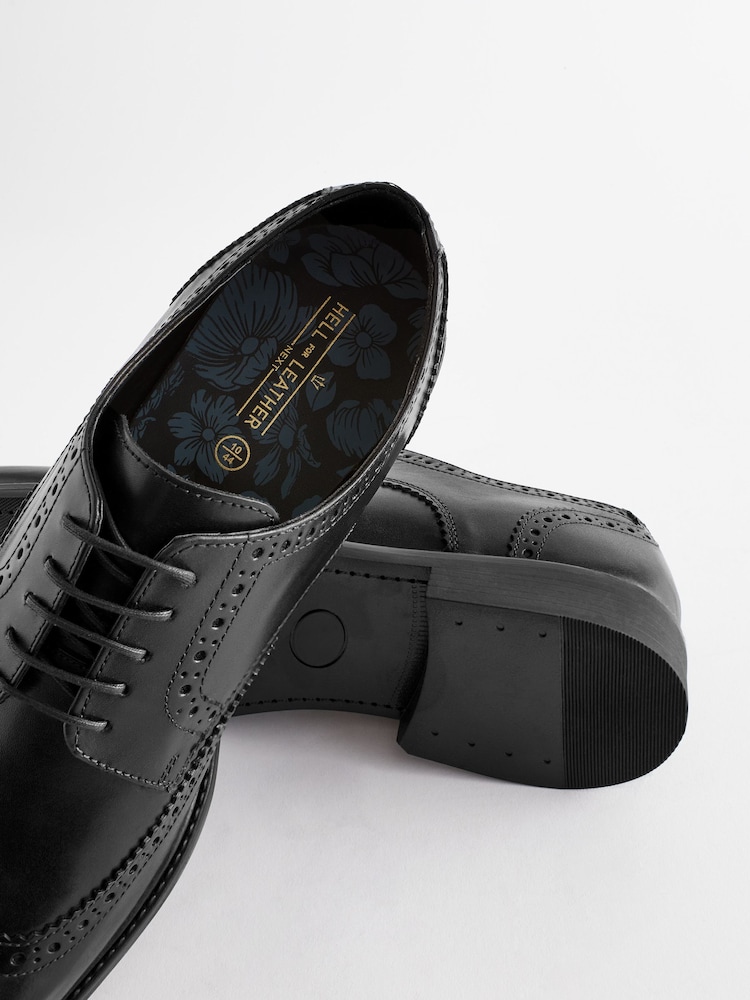 Black Standard Fit Leather Derby Brogues - Image 5 of 7