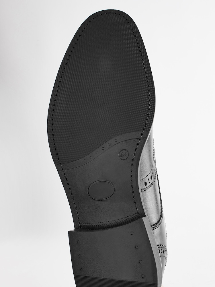 Black Standard Fit Leather Derby Brogues - Image 7 of 7