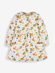 JoJo Maman Bébé Stone Natural Fox & Fruit Button Front Dress - Image 2 of 5