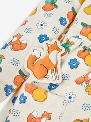 JoJo Maman Bébé Stone Natural Fox & Fruit Button Front Dress - Image 4 of 5