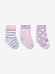 JoJo Maman Bébé Purple 3-Pack Hedgerow Character Socks - Image 1 of 2