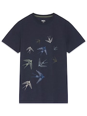 M&Co Blue 100% Cotton Birds T-Shirt - Image 1 of 1