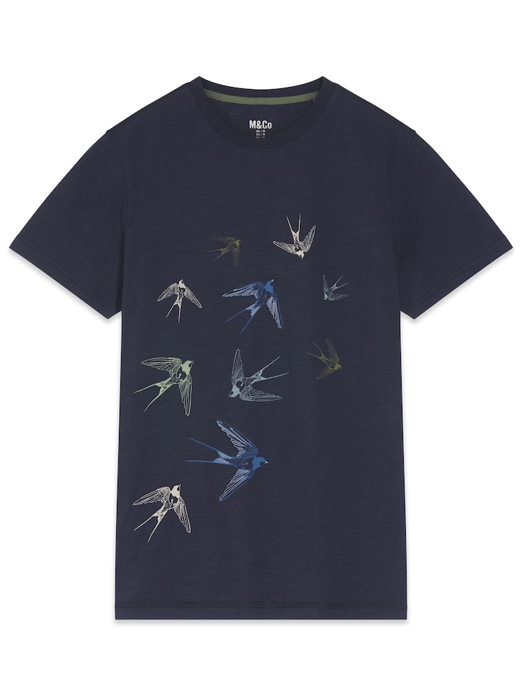 M&Co Blue 100% Cotton Birds T-Shirt - Image 1 of 1