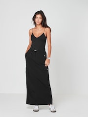 Black Cargo Midi Skirt - Image 2 of 7