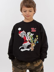 Rags & Rascals Black Tom & Jerry Reindeer Sweatshirt - Image 1 of 3