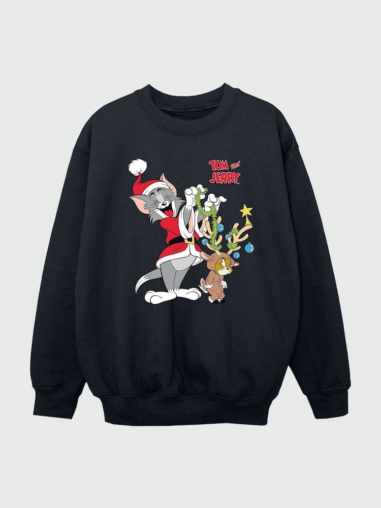 Rags & Rascals Black Tom & Jerry Reindeer Sweatshirt - Image 3 of 3 Rags & Rascals Black Tom & Jerry Reindeer Sweatshirt - Image 3 of 3