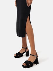 Jigsaw Linen Slub Knitted Black Skirt - Image 5 of 6