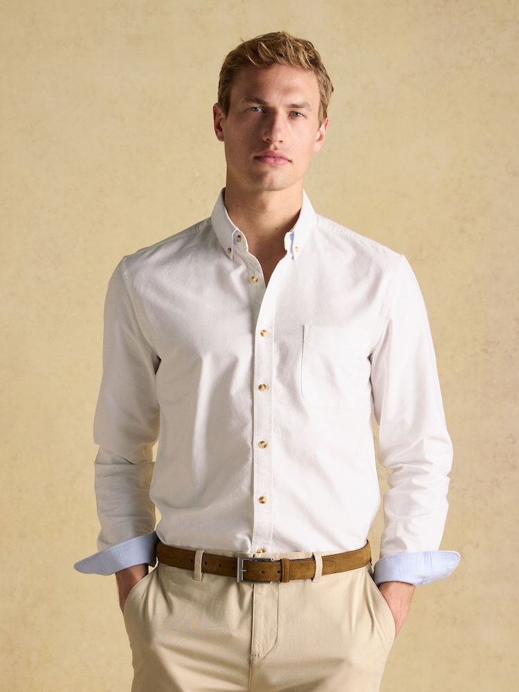 Joules Oxford White Long Sleeve Classic Fit Shirt - Image 5 of 10
