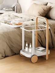 Umbra White/Natural Bellwood Barserving Cart Side Table - Image 3 of 5
