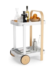 Umbra White/Natural Bellwood Barserving Cart Side Table - Image 4 of 5