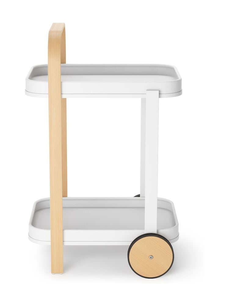 Umbra White/Natural Bellwood Barserving Cart Side Table - Image 5 of 5 Umbra White/Natural Bellwood Barserving Cart Side Table - Image 5 of 5