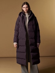 Grape Purple Longline Shower Resistant Padded Hooded Coat - Image 1 of 11
