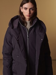 Grape Purple Longline Shower Resistant Padded Hooded Coat - Image 3 of 11