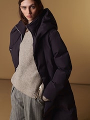 Grape Purple Longline Shower Resistant Padded Hooded Coat - Image 4 of 11