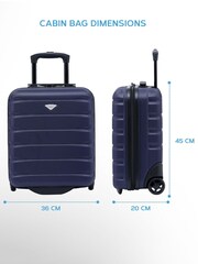 Azul - Maleta de cabina rígida Easyjet de 45x36x20 cm para debajo del asiento con 2 ruedas de Flight Knight - Imagen 2 de 9