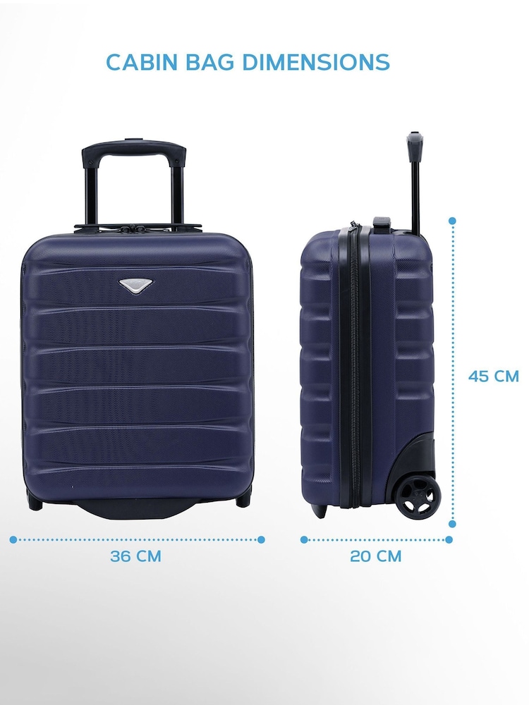 Azul - Maleta de cabina rígida Easyjet de 45x36x20 cm para debajo del asiento con 2 ruedas de Flight Knight - Imagen 2 de 9
