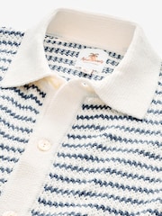 modra/bela - Relaxed Crochet z gumbi po celotni dolžnosti 100% Cotton srajce - Slika 7 iz 8