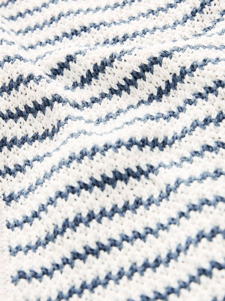 modra/bela - Relaxed Crochet z gumbi po celotni dolžnosti 100% Cotton srajce - Slika 8 iz 8