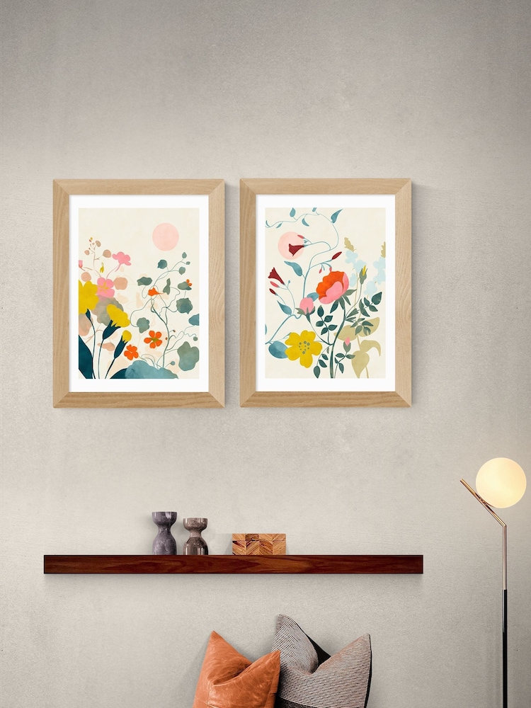 East End Prints Set of 2 White Floral Meadow Wall Prints Set by Ana Rut Bre - Image 1 of 2