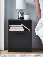 Black Flynn 1 Drawer Bedside Table - Image 1 of 9