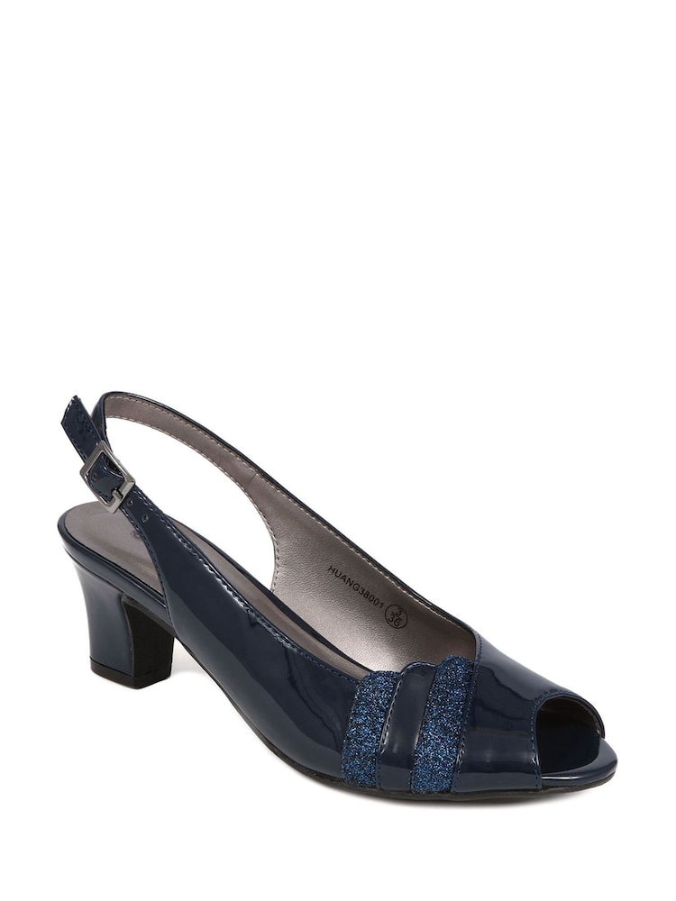 Pavers Blue Pavers Slingback Heeled Black Sandals - Image 2 of 5