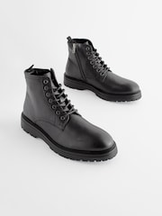 Black Leather Chunky Boots - Image 1 of 7