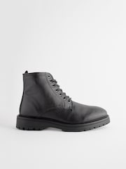 Black Leather Chunky Boots - Image 3 of 7