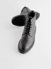 Black Leather Chunky Boots - Image 4 of 7