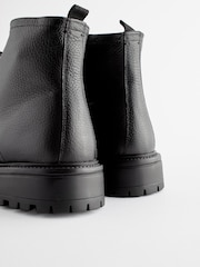 Black Leather Chunky Boots - Image 5 of 7