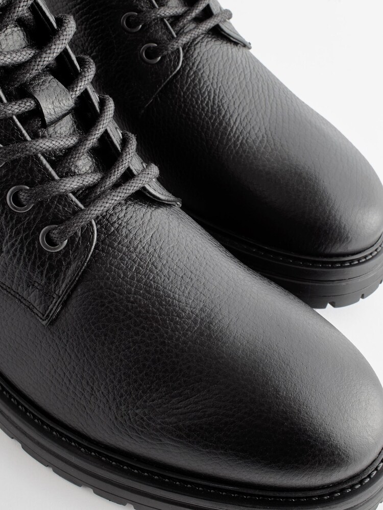 Black Leather Chunky Boots - Image 6 of 7