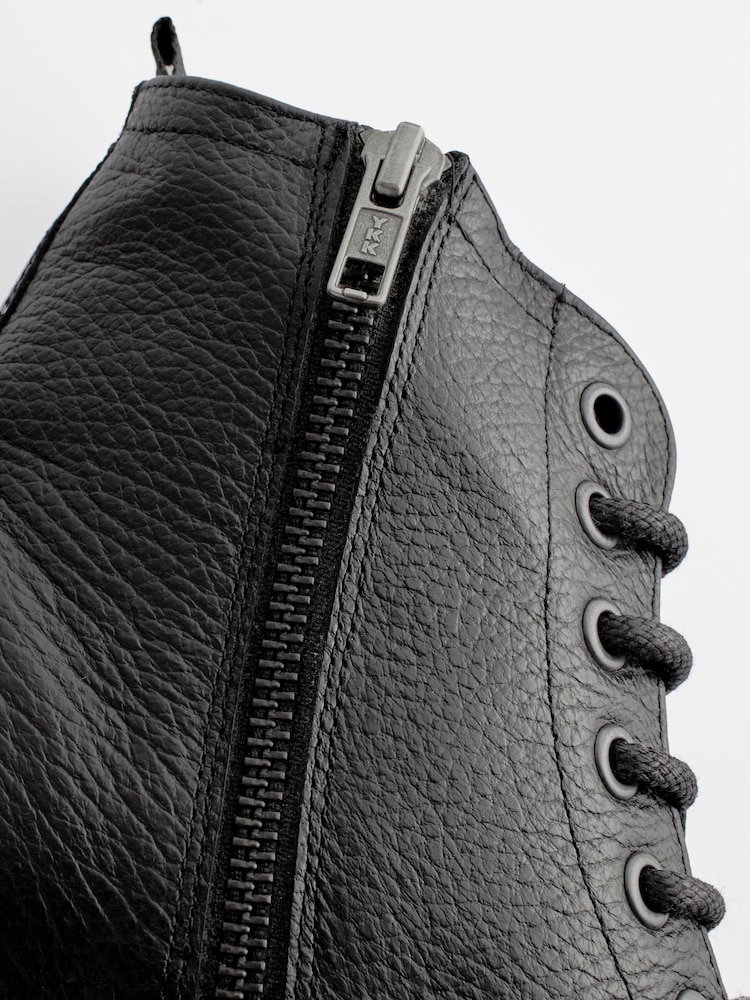 Black Leather Chunky Boots - Image 7 of 7