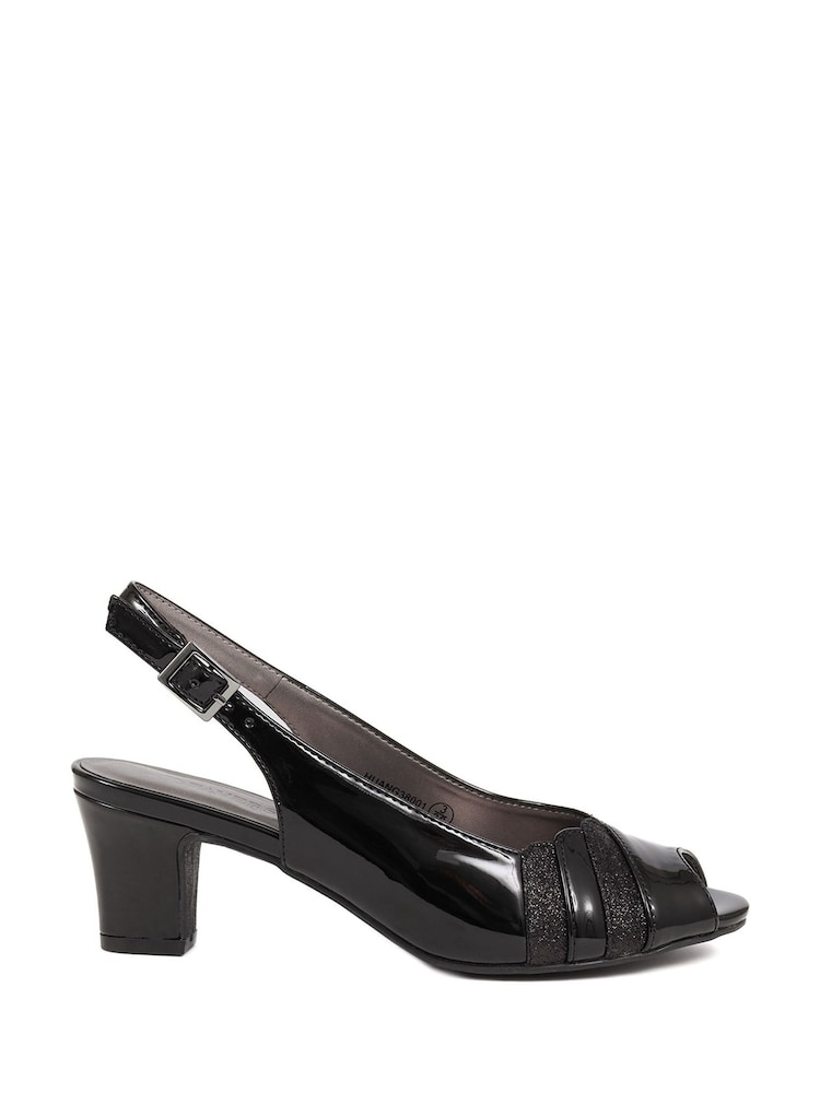 Pavers Black Pavers Slingback Heeled Black Sandals - Image 1 of 5