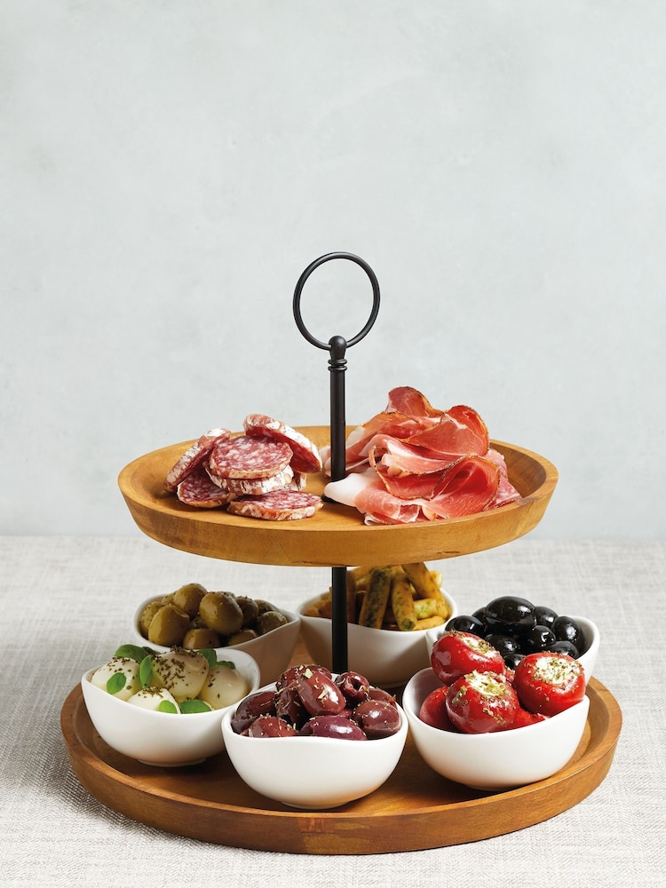Brown Appetiser Two Tier GFB Serving Set - Image 1 of 3