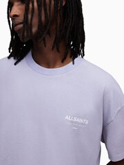 AllSaints Purple Underground Crew 100% Cotton T-Shirt - Image 4 of 6