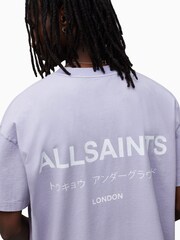AllSaints Purple Underground Crew 100% Cotton T-Shirt - Image 5 of 6