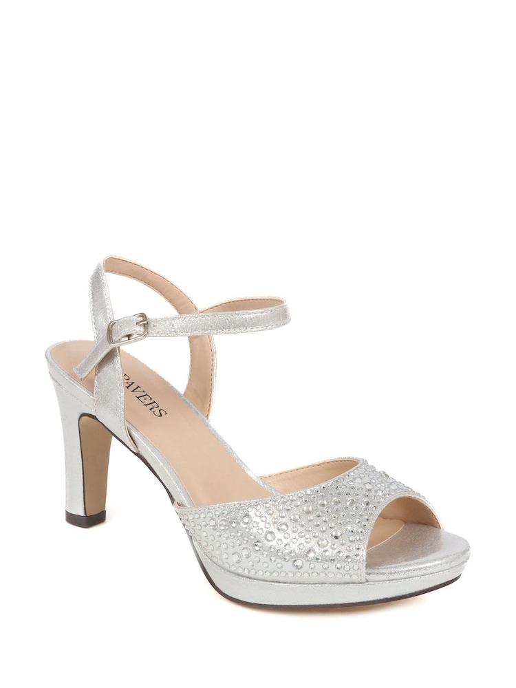 Tacones plateados de aguja con diseño ajustable de Pavers - Imagen 2 de 5