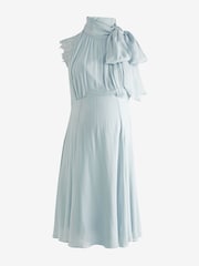 Seraphine Blue Maternity & Nursing Cocktail Dress With Neck Tie - Image 6 of 7