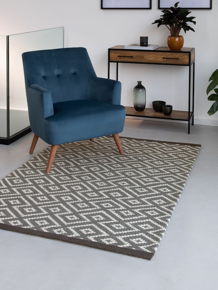 Grey Geo Diamond Rug - Image 1 of 5