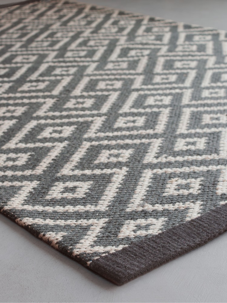Grey Geo Diamond Rug - Image 2 of 5
