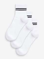 White Sport Cropped Ankle Socks 3 Pack - Image 1 of 2