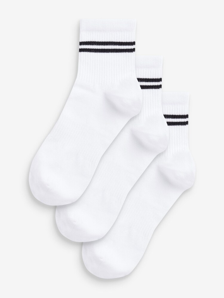 White Sport Cropped Ankle Socks 3 Pack - Image 1 of 2
