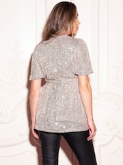 Seraphine Silver Vita Sequin Knot Top - Image 2 of 7