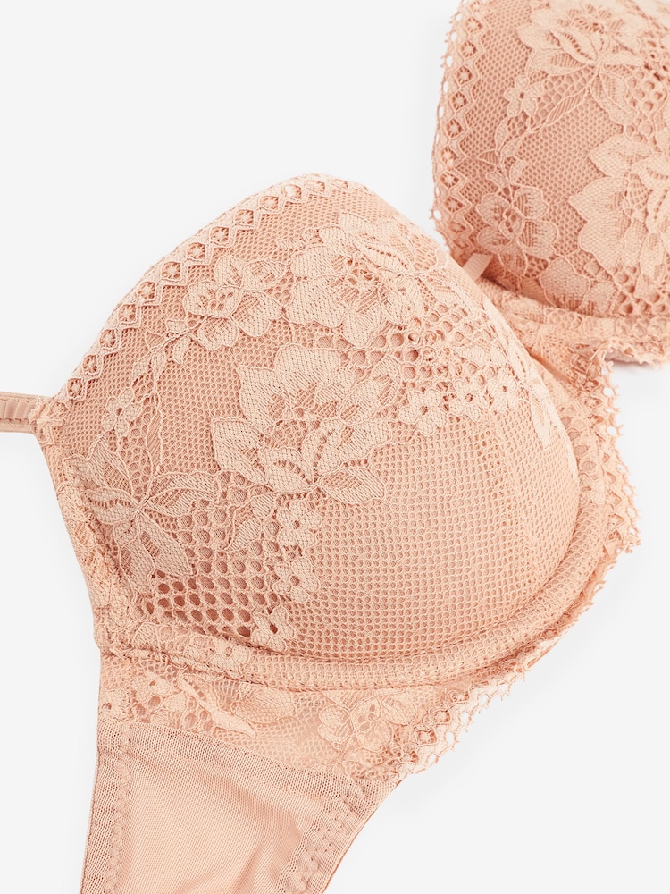 Rose Pink Pad Balcony Lace Bra - Image 8 of 8