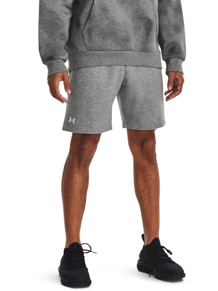 Under Armour Grey/White Rival Fleece Shorts - Image 1 of 6