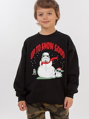 Rags & Rascals Black Star Wars The Mandalorian Snowman Sweatshirt - Image 1 of 3