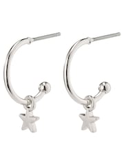 PILGRIM Silver Plated Ava Hoop Earrings with Star Drop - Image 2 of 4