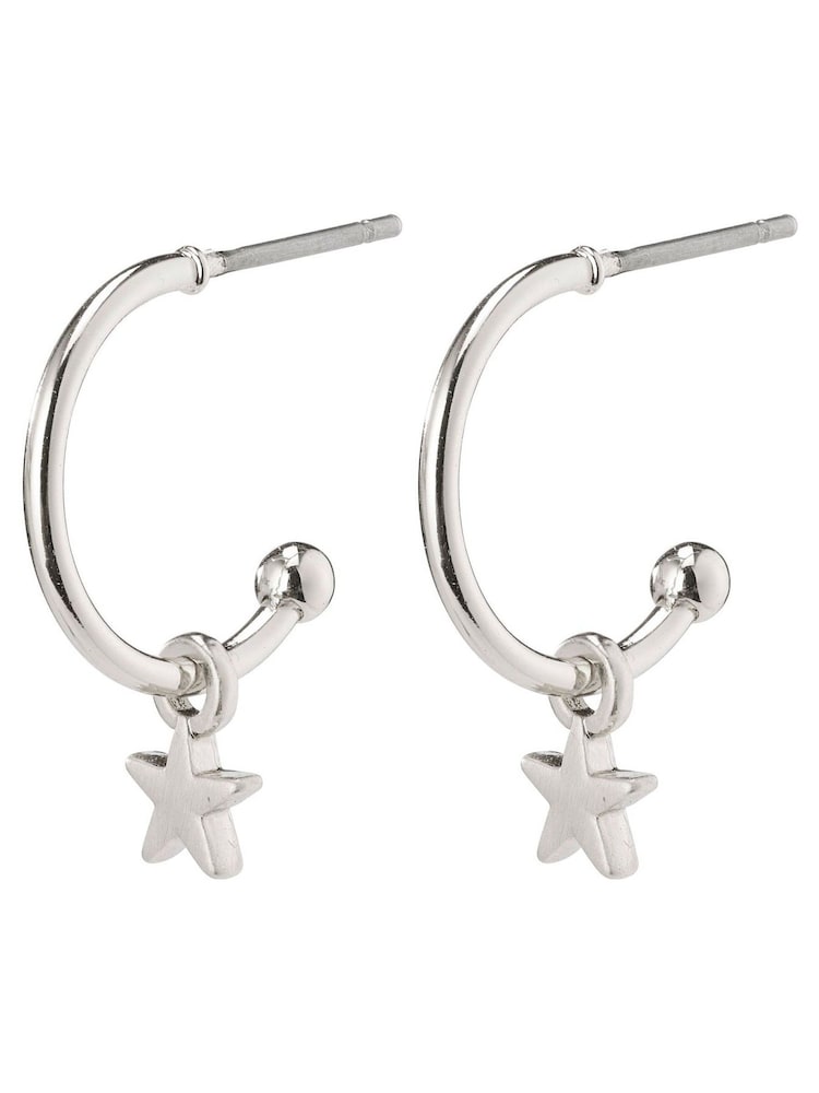 PILGRIM Silver Plated Ava Hoop Earrings with Star Drop - Image 2 of 4
