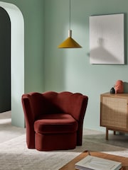 MADE.COM Rust Red Velvet Maya Accent Chair - Image 1 of 7