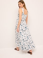 Blau mit floralem Muster - Umstandsmode Wadenlanges Stillkleid - Bild 3 von 9